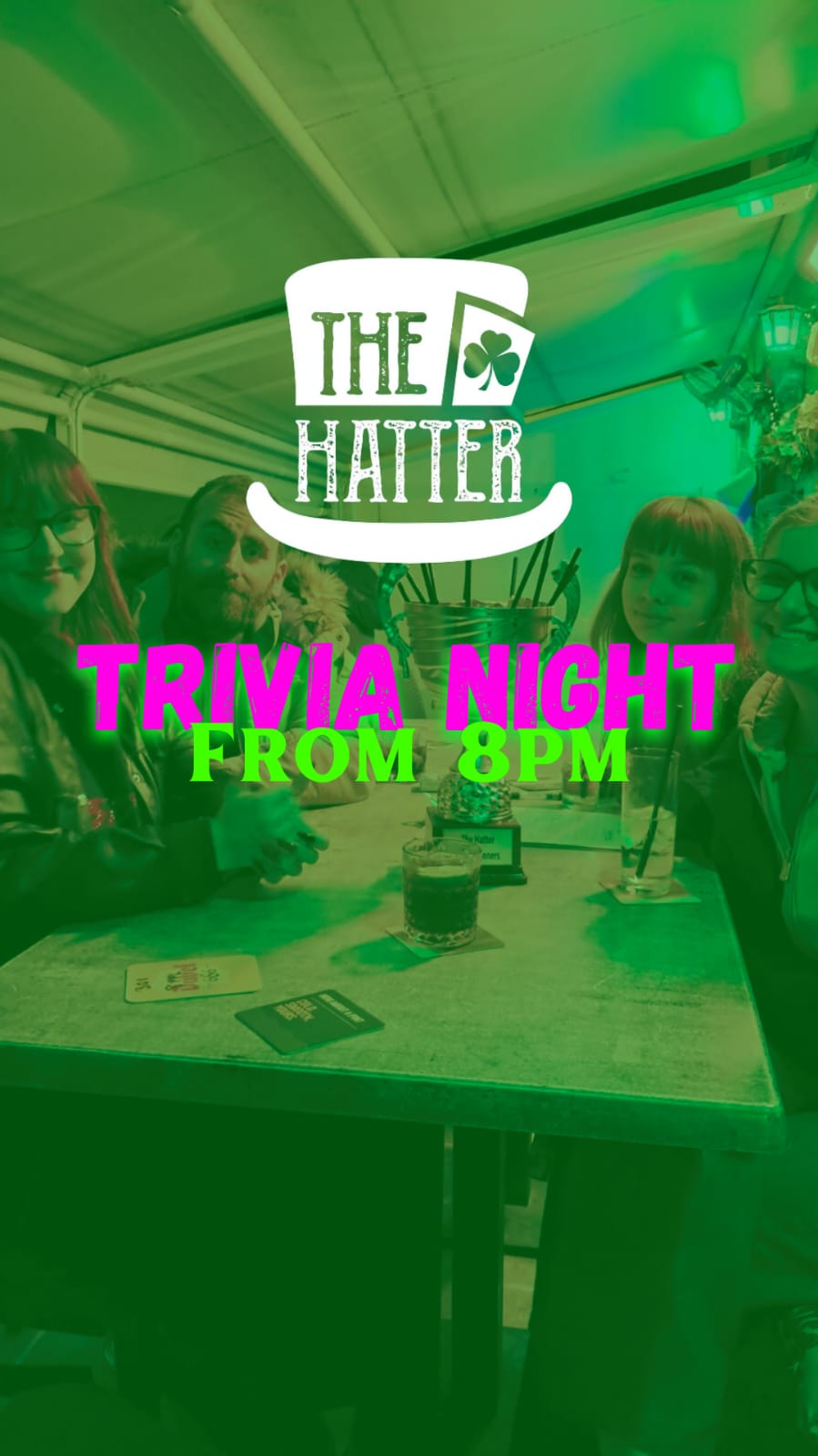 Trivia Night at The Hatter every Wednesday with quiz rounds and music bonus round participants enjoying pub culture atmosphere